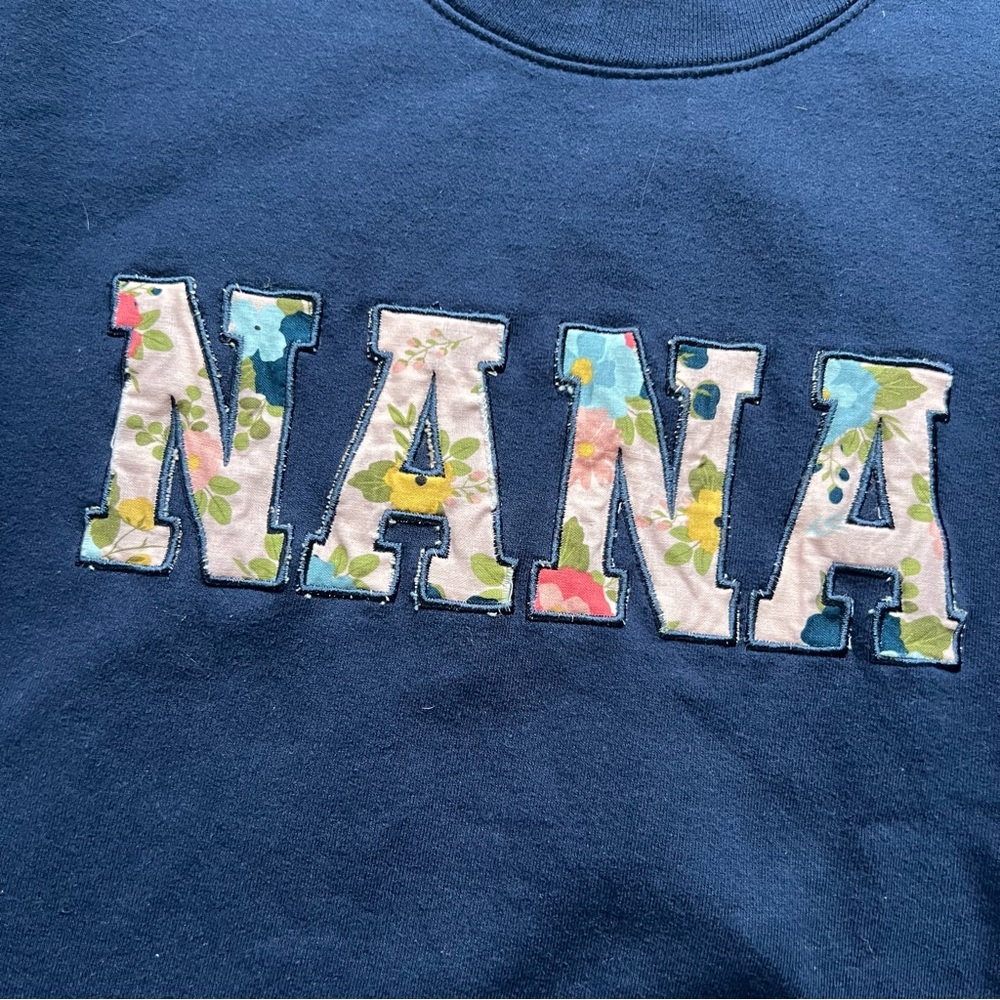 NANA Sweatshirt Large Cotton Navy Sweatshirt with Embroidered NANA Logo Size L